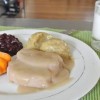 Un plato de puré de comida.