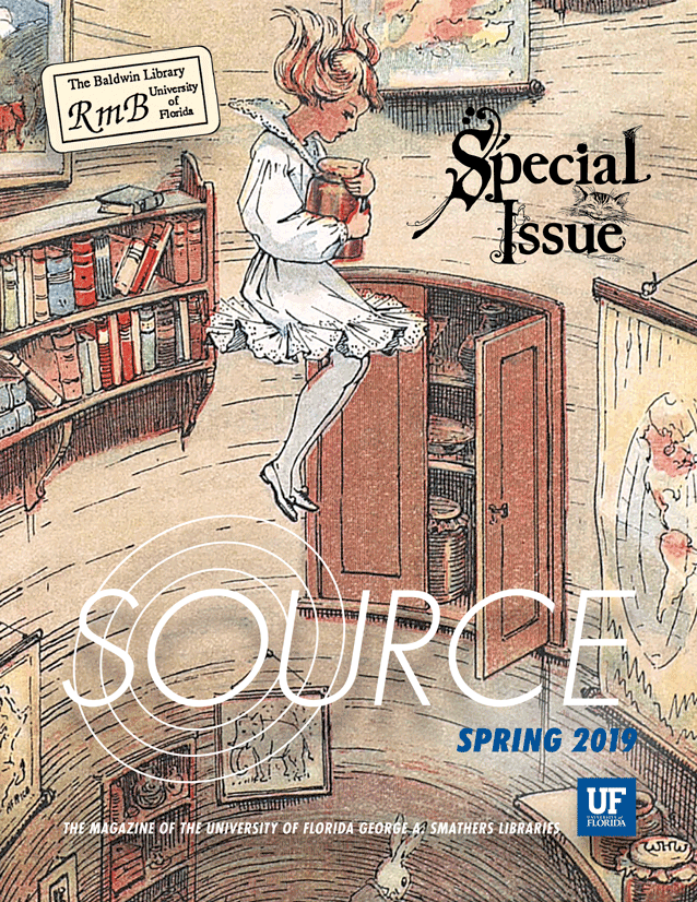 Cover image for SOURCE: Spring 2019, featuring an image of Alice in Wonderland.